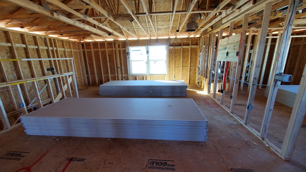 Drywall Delivery arrived. Pre drywall inspection time